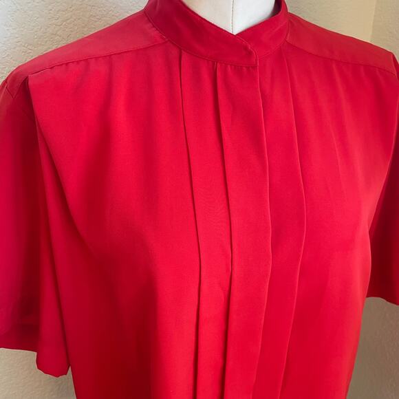 Vintage Josephine red button down blouse womens top XL - Picture 2 of 8
